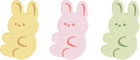 Handdrawn Painterly Cute Objects Gummy Bunny